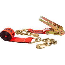 Ratchet Strap with Chain Extensions, 3" x 30', Red view 2