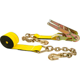 Ratchet Strap with Chain Extensions, 3" x 30', Yellow view 2