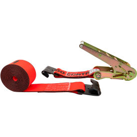 Ratchet Strap with Flat Hooks, 3" x 30', Red view 2