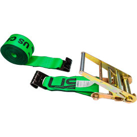 Ratchet Strap with Flat Hooks, 4" x 20', Green view 2