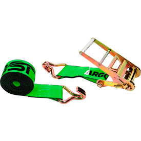 Ratchet Strap with Wire Hooks, 4'' x 20', Green view 2