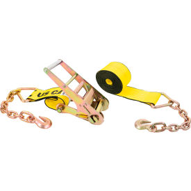 Ratchet Strap with 18" Chain Extensions, 4'' x 27, Yellow view 2