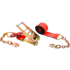 Ratchet Strap with 18" Chain Extensions, 4'' x 50', Red view 2