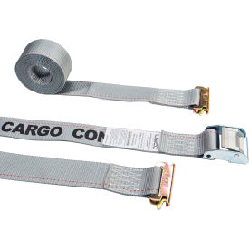 E-Track Cam Buckle Tie-Down Strap, 2" x 16', Gray view 2