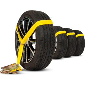 Side Mount Wheel Net with Ratchet & Chain Extension, Yellow view 2