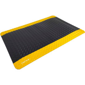 Global Industrial™ Diamond-Plate Anti Fatigue Mat 9/16"" Thick 4 x 4 Blk/Yellow