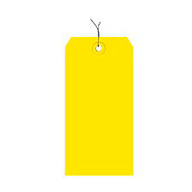 Box Packaging Inc G11083C Shipping Tags, Pre Wired, #8, 6-1/4"L x 3-1/8"W, Yellow, 1000/Pack image.