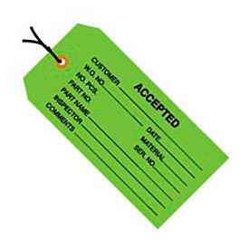 Global Industrial B43259 Global Industrial™ Inspection Tag "Accepted" Pre Strung #5, 4-3/4"L x 2-3/8"W, Green, 1000/Pk image.