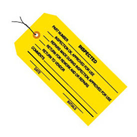 Global Industrial B43273 Global Industrial™ Inspection Tag "Inspected", Pre Wired#5, 4-3/4"L x 2-3/8"W, Yellow, 1000/Pk image.