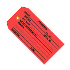 Box Packaging Inc G20031 Inspection Tags, "Rejected", #5, 4-3/4"L x 2-3/8"W, Red, 1000/Pack image.