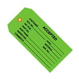 Global Industrial B43267 Global Industrial™ Inspection Tag "Accepted", #5, 4-3/4"L x 2-3/8"W, Green, 1000/Pack image.