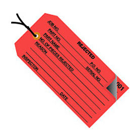 Global Industrial B43278 Global Industrial™ 2 Part Inspection Tag Rejected Pre Strung, #5 4-3/4"L x 2-3/8"W Red, 500/Pk image.