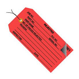 Global Industrial B43281 Global Industrial™ 2 Part Inspection Tag Rejected Pre Wired #5 4-3/4"L x 2-3/8"W Red, 500/Pack image.