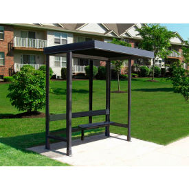 Smoking Shelter 3-1F-DKB 3-Sided W/Open Front 7'6"L x 2'8"W Flat Roof DK Bronze