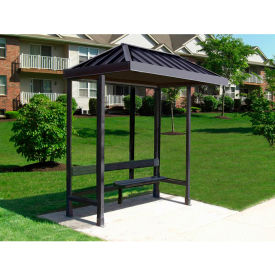 Smoking Shelter 3-1VR-DKB 3-Sided Open Front 7'6"L x 2'8"W Vented Standing Seam Roof DK BRZ
