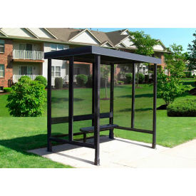Smoking Shelter 3-2F-DKB 3-Sided W/Open Front 7'6"L x 5'W Flat Roof DK Bronze