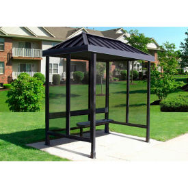 Smoking Shelter 3-2VR-DKB 3-Sided Open Front 7'6"L x 5'W Vented Standing Seam Roof DK BRZ