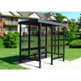 Smoking Shelter S3-2F-DKB 4-Sided W/Left Open Front 7'6L x 5'W Flat Roof DK Bronze
