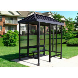 Smoking Shelter S3-2VR-DKB 4-Sided Left Open Front 7'6L x 5'W Vented Standing Seam Roof DK BRZ