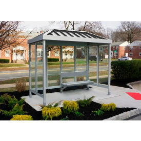 Smoking Shelter 4-2VR-CA 3-Sided Open Front 10'L x 5'W Vented Standing Seam Roof Clear