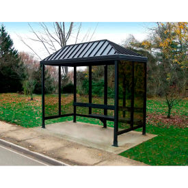 Smoking Shelter 4-2VR-DKB 3-Sided Open Front 10'L x 5'W Vented Standing Seam Roof DK BRZ