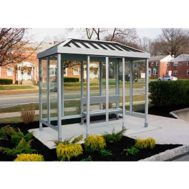 Smoking Shelter 4-2WSVR-CA 4-Sided L & R Open Front 10'L x 5'W Vented Standing Seam Roof Clear