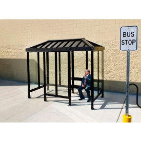 Smoking Shelter 4-2WSVR-DKB 4-Sided L & R Open FR 10'L x 5'W Vented Standing Seam Roof DK BRZ