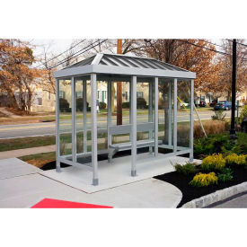 Smoking Shelter S4-2VR-CA 4-Sided Left Open Front 10'L x 5'W Vented Standing Seam Roof Clear