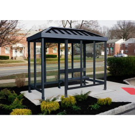 Smoking Shelter S4-2VR-DKB 4-Sided Left Open Front 10'L x 5'W Vented Standing Seam Roof DK BRZ