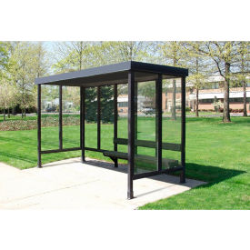 Smoking Shelter 5-2F-DKB 3-Sided W/Open Front 12'L x 5'W Flat Roof DK Bronze
