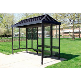 Smoking Shelter 5-2VR-DKB 3-Sided Open Front 12'L x 5'W Vented Standing Seam Roof DK BRZ