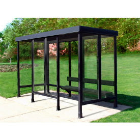 Smoking Shelter 5-2WSF-DKB 4-Sided W/L & R Open Front 12'L x 5'W Flat Roof DK Bronze