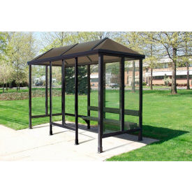 Smoking Shelter Vented Poly-Hip Roof 4 Side W/ Left & Right Front Opening 12'X5'