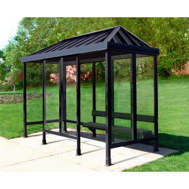 Smoking Shelter 5-2WSVR-DKB 4-Sided L & R Open FR 12'L x 5'W Vented Standing Seam Roof DK BRZ