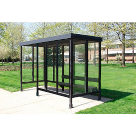 Smoking Shelter S5-2F-DKB 4-Sided W/Left Open Front 12'4"L x 5'W Flat Roof DK Bronze