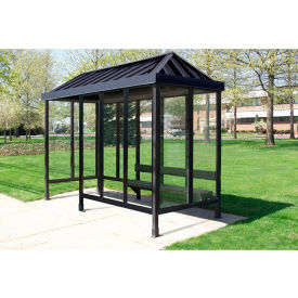 Smoking Shelter S5-2VR-DKB 4-Sided Left Open Front 12'L x 5'W Vented Standing Seam Roof DK BRZ