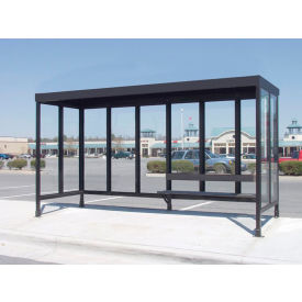 Smoking Shelter 6-2F-DKB 3-Sided W/Open Front 15'L x 5'W Flat Roof DK Bronze