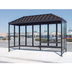 Smoking Shelter 6-2VR-DKB 3-Sided Open Front 15'L x 5'W Vented Standing Seam Roof DK BRZ