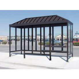 Smoking Shelter 6-2WSVR-DKB 4-Sided L & R Open FR 15'L x 5'W Vented Standing Seam Roof DK BRZ