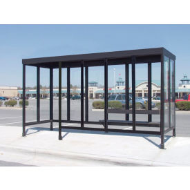 Smoking Shelter S6-2F-DKB 4-Sided W/Left Open Front 15'L x 5'W Flat Roof DK Bronze