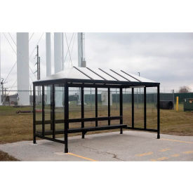 Smoking Shelter 6-3VR-DKB 3-Sided Open Front 15'L x 7'6"W Vented Standing Seam Roof DK BRZ
