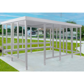Smoking Shelter S6-4F-CA 3-Sided W/Left Open Front 15'L x 10'W Flat Roof Clear