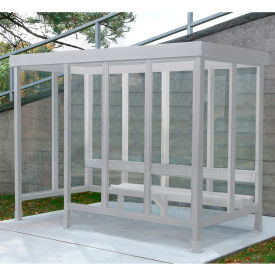 Smoking Shelter S4-2F-CA 4-Sided W/Left Open Front 10'L x 5'W Flat Roof Clear