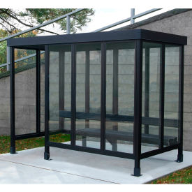 Smoking Shelter S4-2F-DKB 4-Sided W/Left Open Front 10'L x 5'W Flat Roof DK Bronze