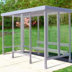 Smoking Shelter 5-2WSF-CA 4-Sided W/L & R Open Front 12'L x 5'W Flat Roof Clear