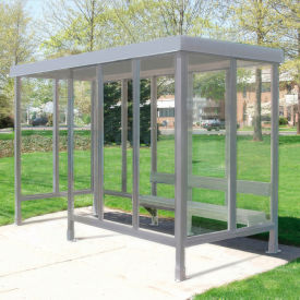 Smoking Shelter S5-2F-CA 4-Sided W/Left Open Front 15'L x 5'W Flat Roof Clear