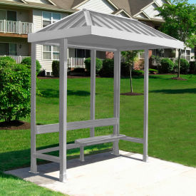 Smoking Shelter 3-1VR-CA 3-Sided Open Front 7'6"L x 2'8"W Vented Standing Seam Roof Clear