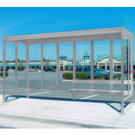 Smoking Shelter 6-2F-CA 3-Sided W/Open Front 15'L x 5'W Flat Roof Clear