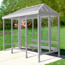 Smoking Shelter 5-2WSVR-CA 4-Sided L & R Open Front 12'L x 5'W Vented Standing Seam Roof Clear