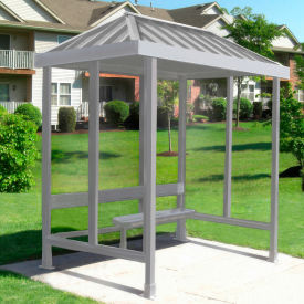 Smoking Shelter 3-2VR-CA 3-Sided Open Front 7'6"L x 5'W Vented Standing Seam Roof Clear